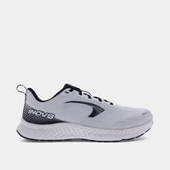 RoadFly - Women running shoe by Inov8 in white and black, designed for fast road running with trail shoe technology removed.