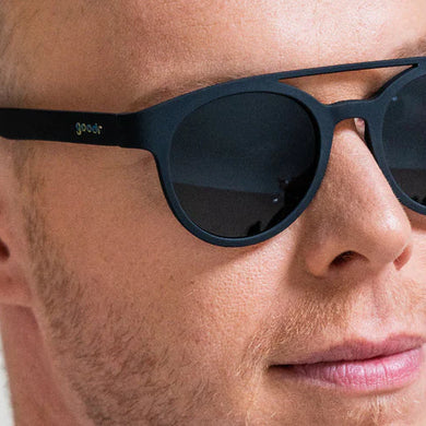 Professor 00G by Goodr in black with dark lenses, stylish eyewear for scholars with a budget blending classic and modern vibes