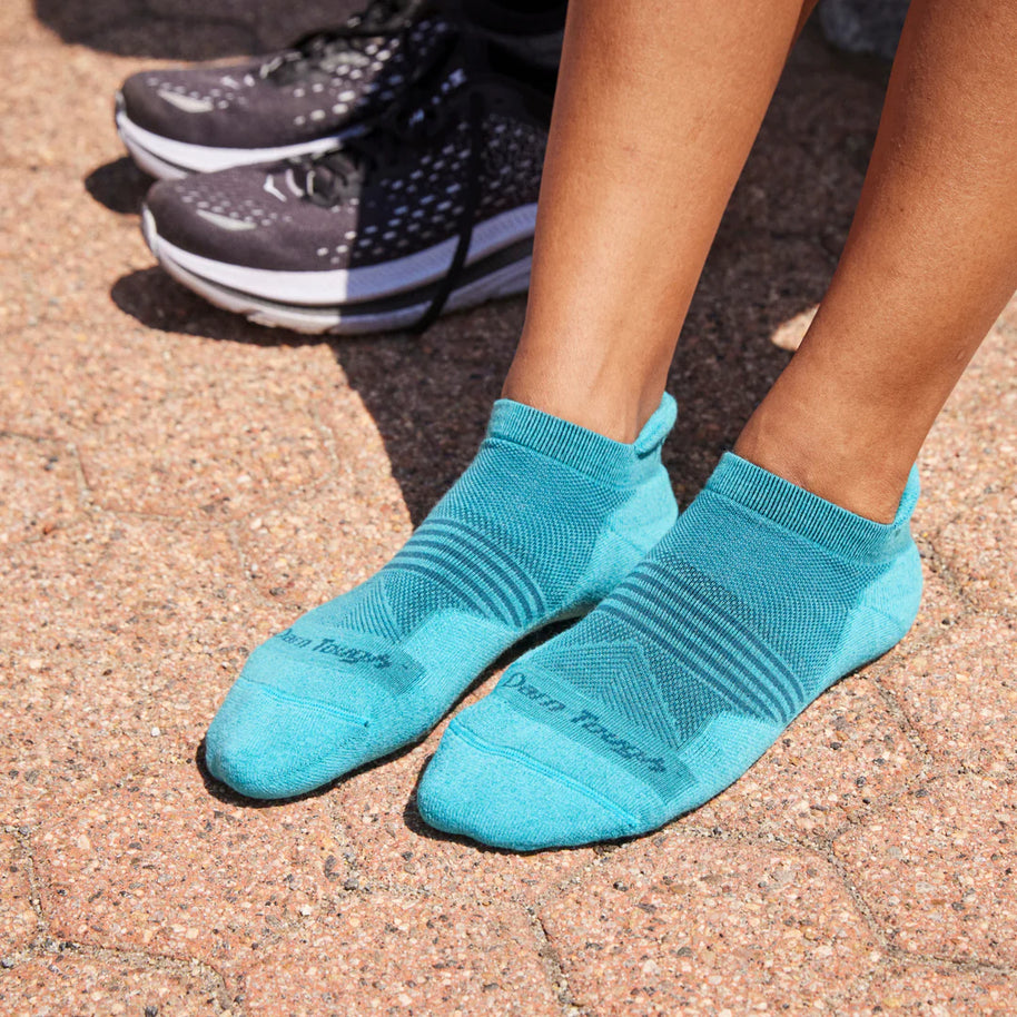 Element No Show Tab Lightweight w/Cushion Running Sock - Women by Darn Tough in turquoise with cushioned comfort for running and long miles
