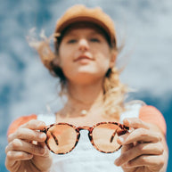 Dipsea by Sunski in tortoise with round frame, stylish unisex glasses blending city style with outdoor spirit for hiking and everyday use