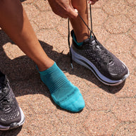Element No Show Tab Lightweight w/Cushion Running Sock - Women in teal by Darn Tough, cushioned, breathable and designed for comfortable running use