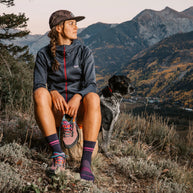 Element Micro Crew Lightweight w/Cushion Running Sock - Women by Darn Tough in purple with Merino wool, breathable cushioning for running and outdoor use