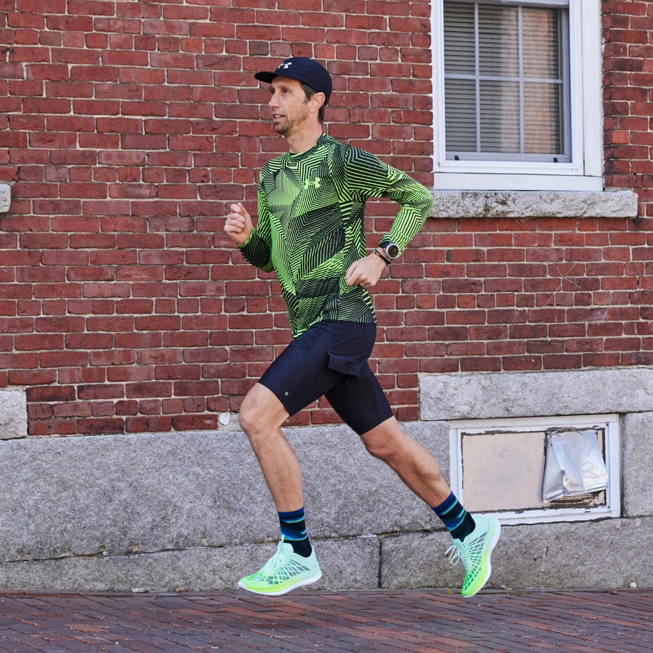 Bolt Micro Crew Ultra-Lightweight w/Cushion Running Sock - Men in black and blue by Darn Tough, ultra-lightweight Merino cushion for running