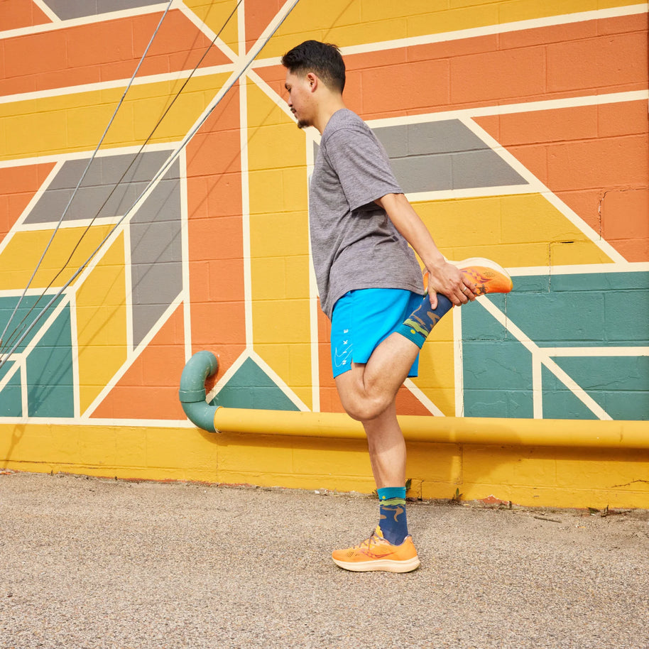 Ridge Runner Micro Crew Ultra Lightweight - Men by Darn Tough in blue and green moisture-wicking Merino wool socks for running