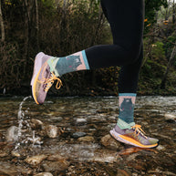 Bear Town Micro Crew Lightweight Hiking Sock - Women by Darn Tough in teal and pink with Merino wool cushioning for hiking and outdoor use