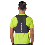 Pinnacle Run Lite Vest by Nathan in black and grey, ultra-lightweight breathable hydration vest ideal for road and trail running