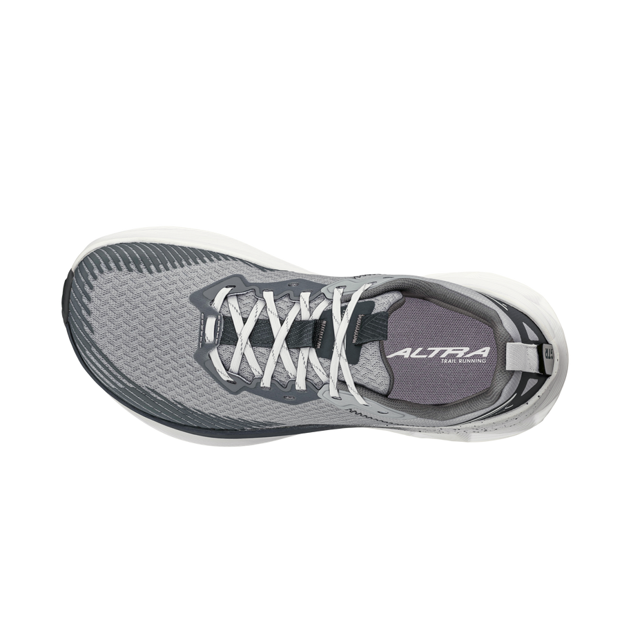 Experience Wild 2 - Women by Altra Footwear in grey and white lightweight trail running shoe with grippy outsole and breathable mesh upper