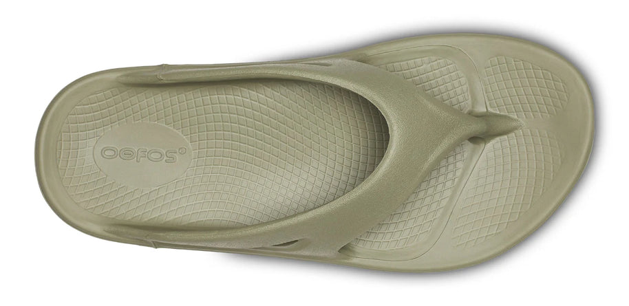 OOriginal - Unisex by Oofos in olive green slide sandal with OOfoam recovery technology for comfort and support after running or outdoor use