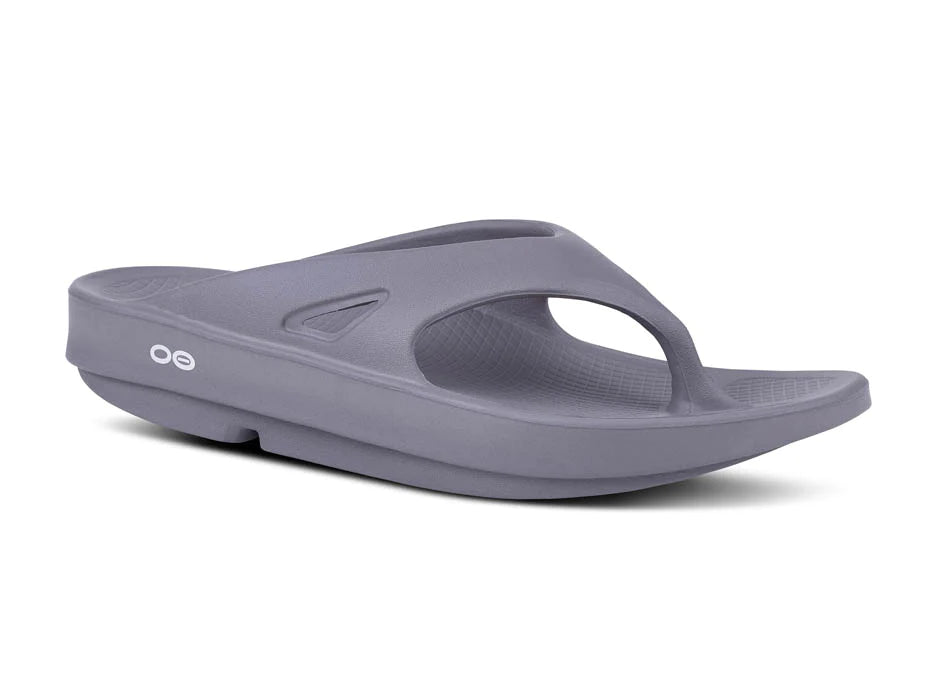 OOriginal - Unisex by Oofos in grey, lightweight OOfoam slides with recovery technology for comfort and foot support after running