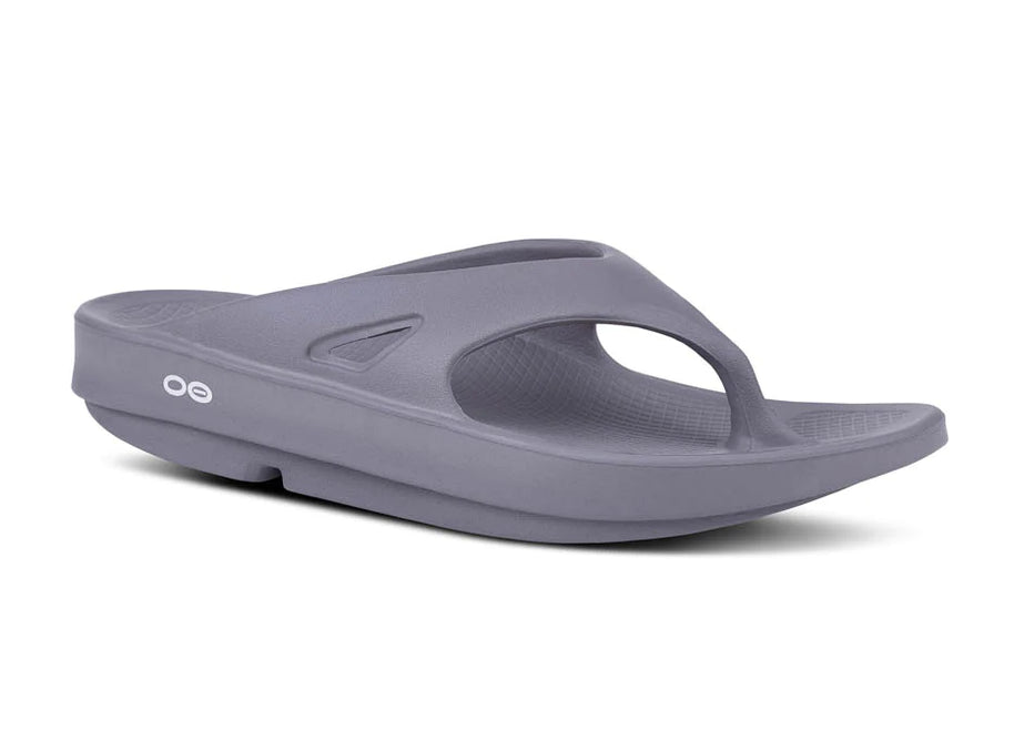OOriginal - Unisex by Oofos in grey, lightweight OOfoam slides with recovery technology for comfort and foot support after running
