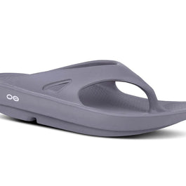 OOriginal - Unisex by Oofos in grey, lightweight OOfoam slides with recovery technology for comfort and foot support after running