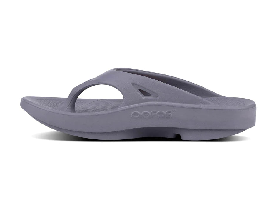 OOriginal - Unisex by Oofos in grey, recovery slides with OOfoam technology for comfort and support after running or outdoor use