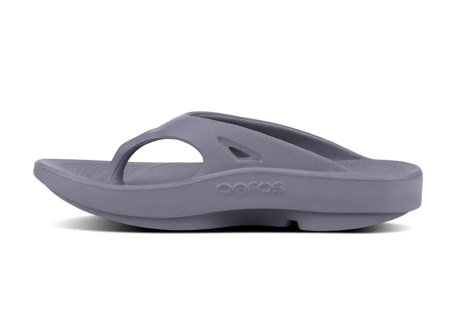 OOriginal - Unisex by Oofos in grey, recovery slides with OOfoam technology for comfort and support after running or outdoor use