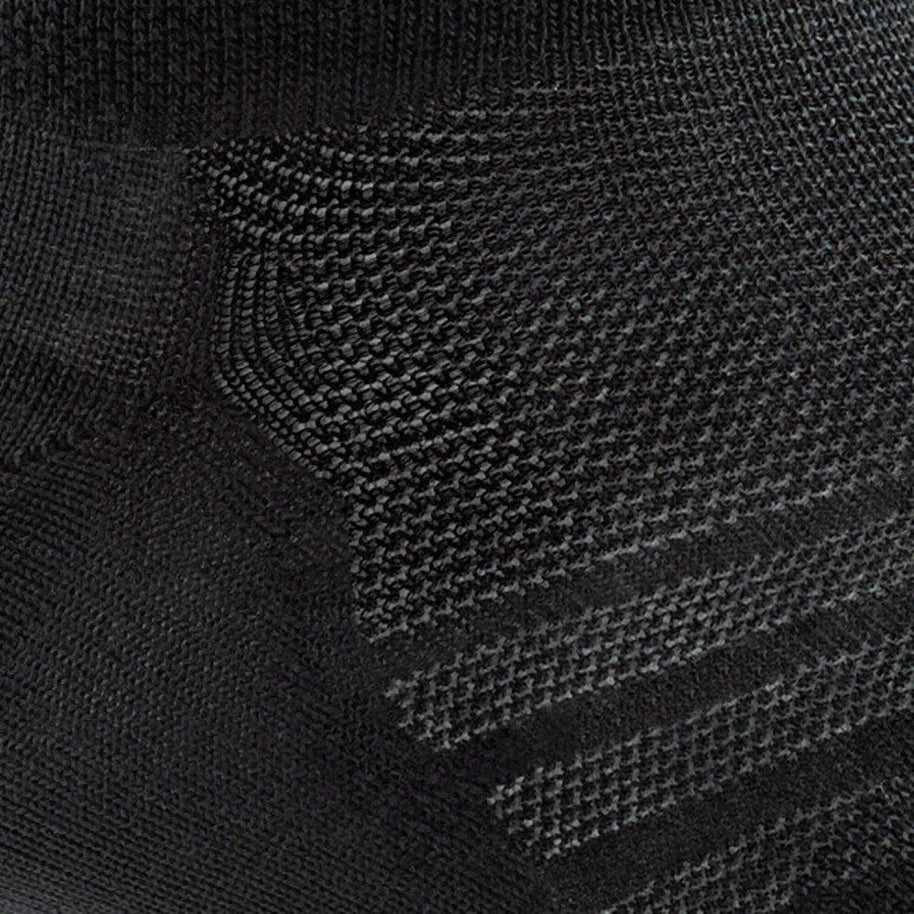 Run No Show Tab Ultra-Lightweight w/Cushion Running Sock - Men by Darn Tough in black with Merino Wool, blister protection and sweat-wicking power
