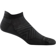 Run No Show Tab Ultra-Lightweight w/Cushion Running Sock - Men by Darn Tough in black, breathable Merino wool with blister protection and sweat-wicking for running
