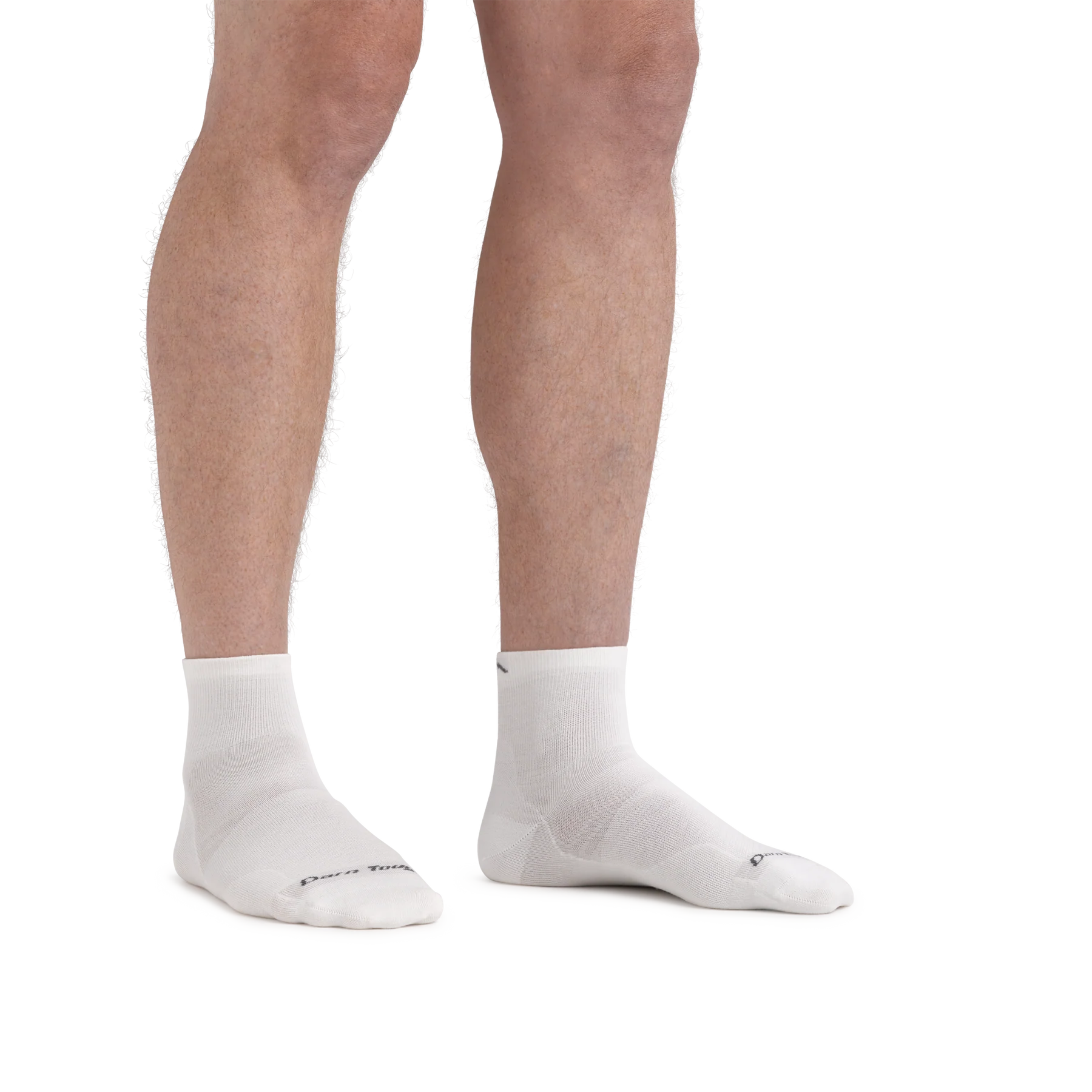 Run Quarter Ultra-Lightweight Running Sock - Men by Darn Tough in white with silky ribbing and ankle coverage for training and road running