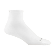 Run Quarter Ultra-Lightweight Running Sock - Men by Darn Tough in white with ultra-lightweight fit and added ankle coverage for running and training.