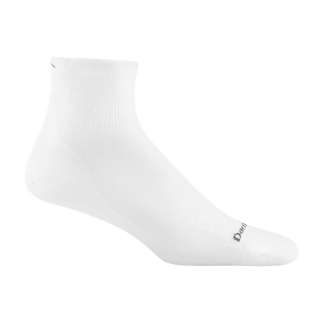 Run Quarter Ultra-Lightweight Running Sock - Men by Darn Tough in white with ultra-lightweight fit and added ankle coverage for running and training.