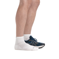 Run Quarter Ultra-Lightweight Running Sock - Men by Darn Tough in white with ankle coverage and smooth ribbing ideal for training and road running
