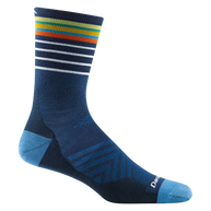 Stride Micro Crew Ultra-Lightweight Running Sock - Men by Darn Tough in navy with stripes, smooth fit and performance arch support for running.