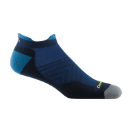 Run No Show Tab Ultra-Lightweight w/Cushion Running Sock - Men by Darn Tough in navy and black with Merino wool for blister protection and sweat-wicking