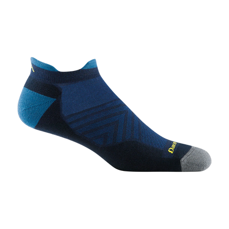 Run No Show Tab Ultra-Lightweight w/Cushion Running Sock - Men by Darn Tough in navy and black with Merino wool for blister protection and sweat-wicking