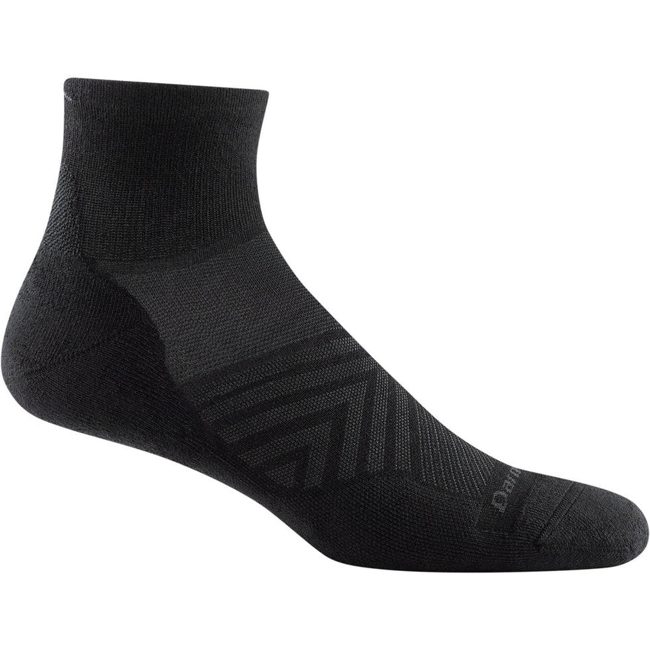 Run Quarter Ultra-Lightweight w/Cushion Running Sock - Men by Darn Tough in black, ultra-lightweight with ankle coverage and cushioned support ideal for running and training