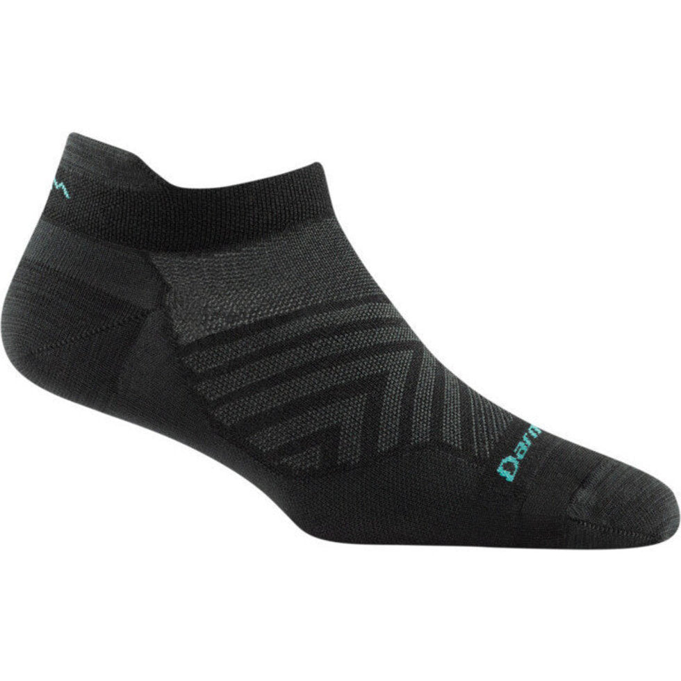 Run No Show Tab Ultra-Lightweight w/Cushion Running Sock - Women by Darn Tough in black, ultra-light Merino Wool for blister protection and sweat-wicking