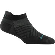 Run No Show Tab Ultra-Lightweight w/Cushion Running Sock - Women by Darn Tough in black, ultra-light Merino Wool for blister protection and sweat-wicking