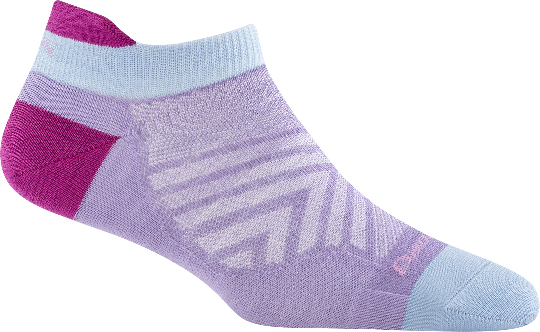 Run No Show Tab Ultra-Lightweight Running Sock - Women by Darn Tough in purple and pink, Merino Wool, blister protection and sweat-wicking for running