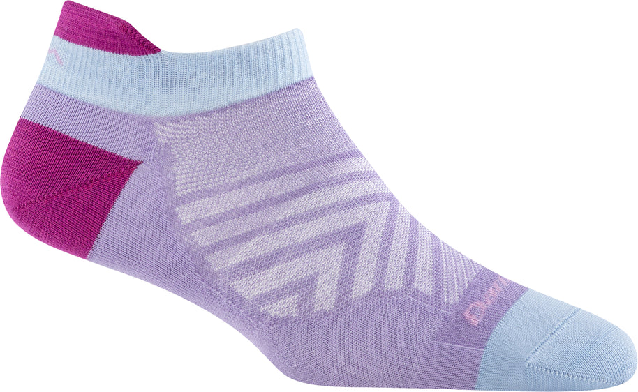 Run No Show Tab Ultra-Lightweight Running Sock - Women by Darn Tough in purple and pink, Merino Wool, blister protection and sweat-wicking for running
