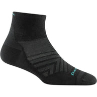 Run Quarter Ultra-Lightweight w/Cushion Running Sock - Women by Darn Tough in black, ultra-lightweight with ankle coverage for running and training
