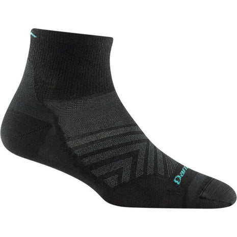 Run Quarter Ultra-Lightweight w/Cushion Running Sock - Women by Darn Tough in black, ultra-lightweight with ankle coverage for running and training