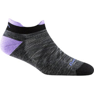 Run No Show Tab Ultra-Lightweight w/Cushion Running Sock - Women by Darn Tough in black and purple with Merino wool, blister protection, and sweat-wicking ideal for running
