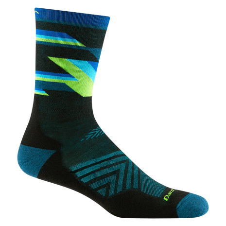 Bolt Micro Crew Ultra-Lightweight w/Cushion Running Sock - Men by Darn Tough in black blue and green with ultra-light Meri for running