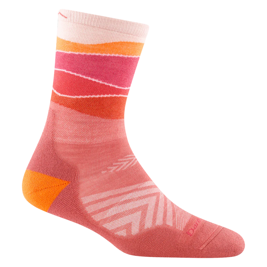 Horizon Micro Crew Ultra-Lightweight w/Cushion Running Sock - Women by Darn Tough in pink orange with cushioned support for running and outdoor use