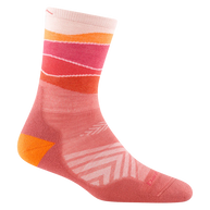 Horizon Micro Crew Ultra-Lightweight w/Cushion Running Sock - Women by Darn Tough in pink orange with cushioned support for running and outdoor use