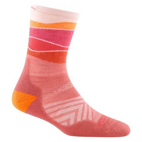 Horizon Micro Crew Ultra-Lightweight w/Cushion Running Sock - Women by Darn Tough in pink orange with cushioned support for running and outdoor use