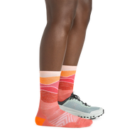 Horizon Micro Crew Ultra-Lightweight w/Cushion Running Sock - Women by Darn Tough in pink and orange designed for running comfort and moisture control