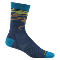Ridge Runner Micro Crew Ultra Lightweight - Men in blue and brown by Darn Tough, merino wool crew sock with moisture-wicking for running and outdoor use