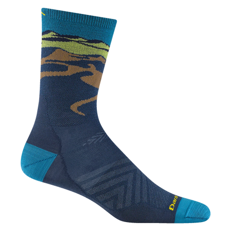 Ridge Runner Micro Crew Ultra Lightweight - Men in blue and brown by Darn Tough, merino wool crew sock with moisture-wicking for running and outdoor use
