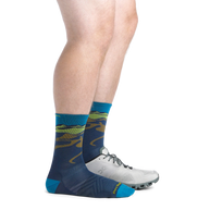 Ridge Runner Micro Crew Ultra Lightweight - Men by Darn Tough in blue and green merino wool socks, moisture-wicking for running and outdoor use