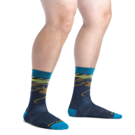 Ridge Runner Micro Crew Ultra Lightweight - Men by Darn Tough in blue and green Merino Wool socks, moisture-wicking and durable for running and outdoor use
