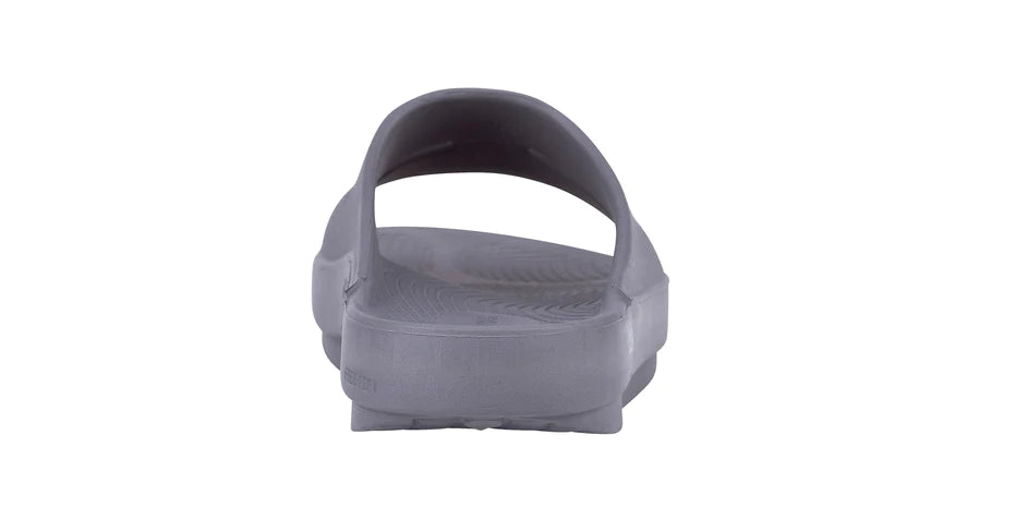 OOahh - Unisex by Oofos in grey with OOfoam strap for extra support, impact absorption, ideal for recovery and casual wear
