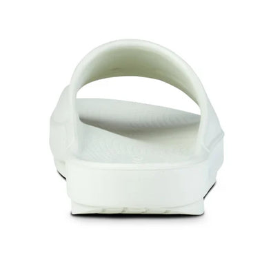 OOahh - Unisex by Oofos in white with agile OOfoam strap, impact-absorbing slides ideal for recovery and casual comfort