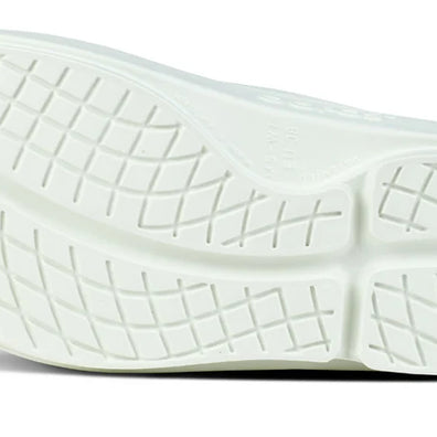 OOahh - Unisex by Oofos in white, lightweight slides with OOfoam strap for impact absorption and enhanced comfort, ideal for recovery and casual wear