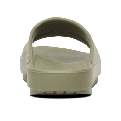 OOahh - Unisex by Oofos in light olive green with agile OOfoam strap for superior impact absorption and all-day comfort slides
