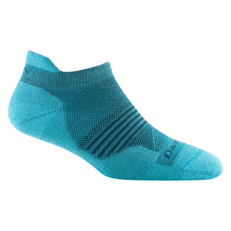Element No Show Tab Lightweight w/Cushion Running Sock - Women by Darn Tough in turquoise, cushioned for bouncy comfort during running