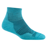 Element Quarter Lightweight w/Cushion Running Sock - Women by Darn Tough in turquoise with moisture-wicking Merino Wool and mesh panels for running and triathlons