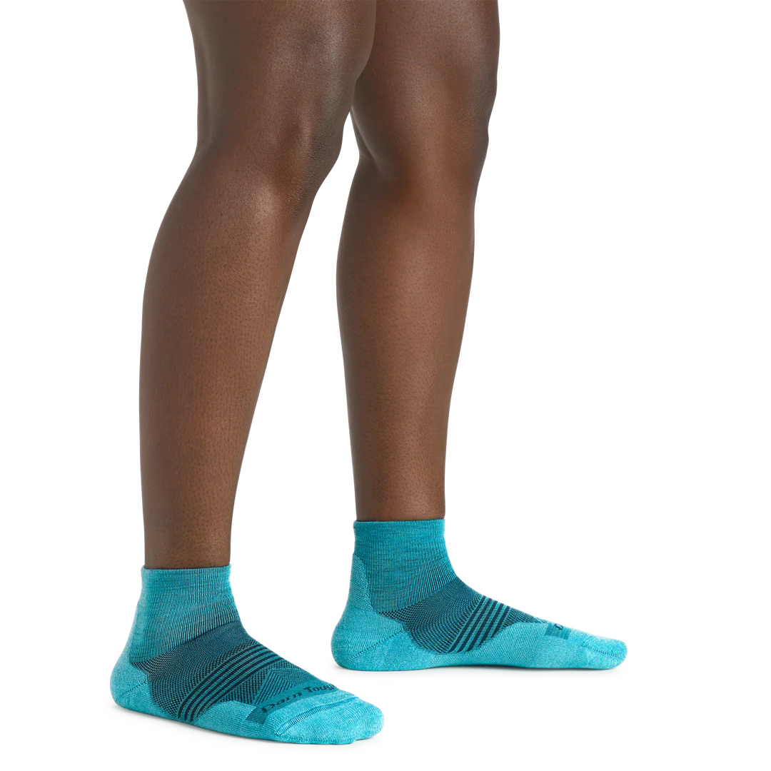 Element Quarter Lightweight w/Cushion Running Sock - Women by Darn Tough in teal with Merino wool and mesh panels for moisture-wicking running use